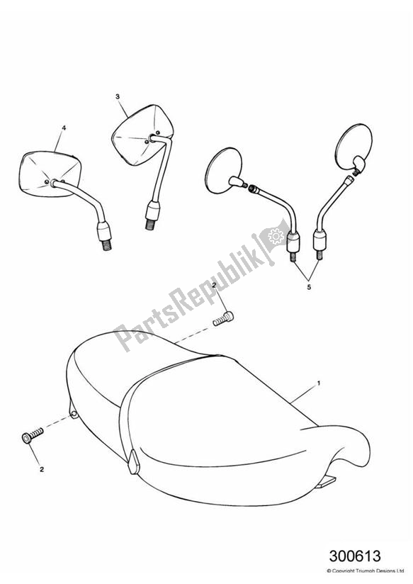 Alle onderdelen voor de Seat/mirrors van de Triumph Adventurer VIN: 71699 > 844 1999 - 2001