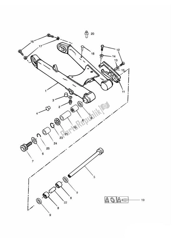 Alle onderdelen voor de Swinging Arm 101854 > (except 102063 To 102074 Inclusive) van de Triumph Adventurer VIN: 71699 > 844 1999 - 2001