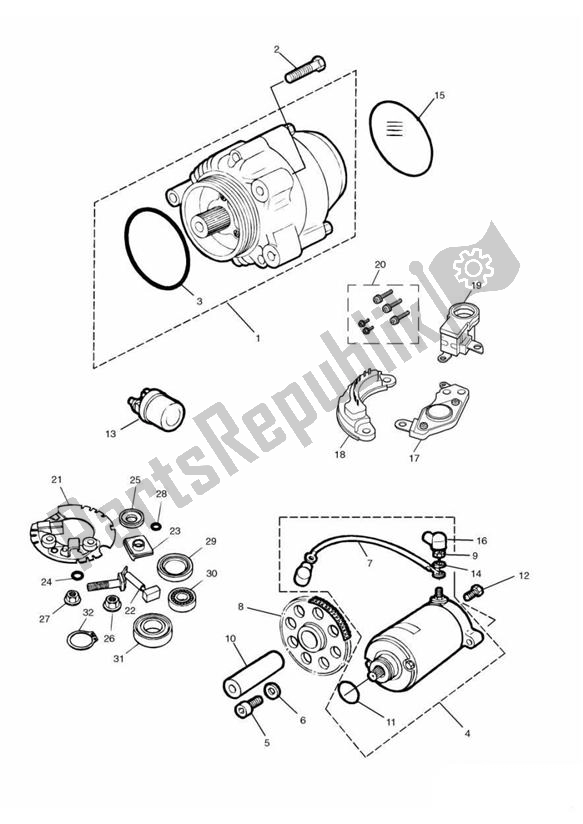 Todas as partes de Alternator/starter do Triumph Adventurer VIN > 71698 844 1996 - 2004