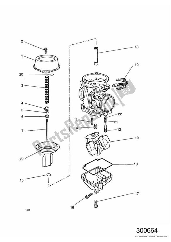 Todas las partes para Carburettor Parts Carburettor Assembly T1240194 de Triumph Adventurer VIN > 71698 844 1996 - 2004