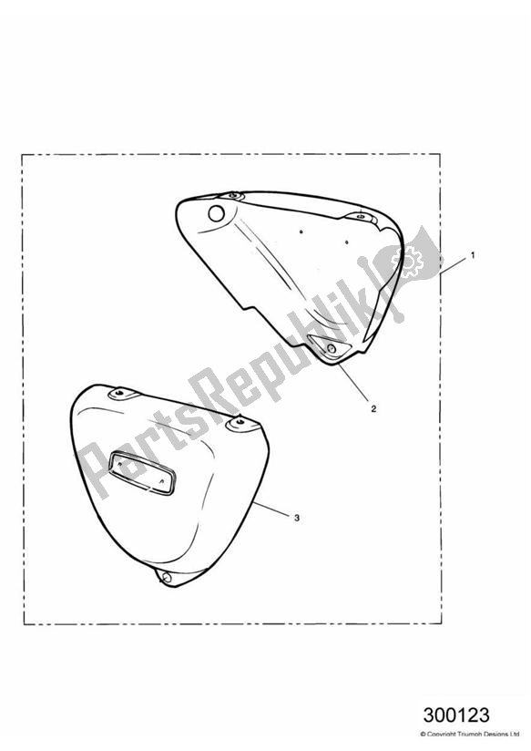 Alle onderdelen voor de Chrome Side Panel Kit van de Triumph Adventurer VIN > 71698 844 1996 - 2004