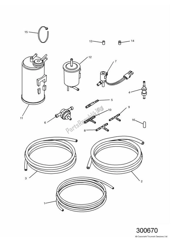 All parts for the Evaporative Loss Equipment Us California Models Only of the Triumph Adventurer VIN > 71698 844 1996 - 2004