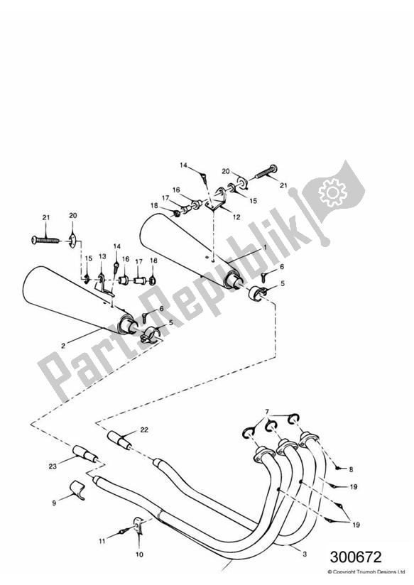 All parts for the Exhaust System of the Triumph Adventurer VIN > 71698 844 1996 - 2004