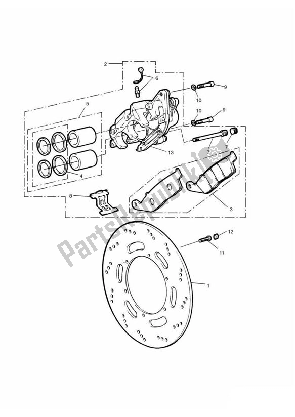 All parts for the Front Brake Caliper And Disc of the Triumph Adventurer VIN > 71698 844 1996 - 2004