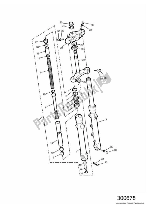 Alle onderdelen voor de Front Forks And Yokes > 43509 van de Triumph Adventurer VIN > 71698 844 1996 - 2004