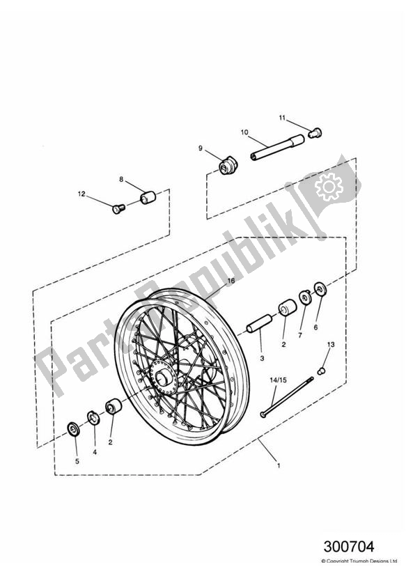 All parts for the Front Wheel of the Triumph Adventurer VIN > 71698 844 1996 - 2004