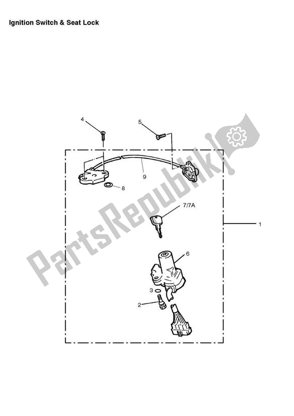 All parts for the Ignition Switch/seat Lock of the Triumph Adventurer VIN > 71698 844 1996 - 2004