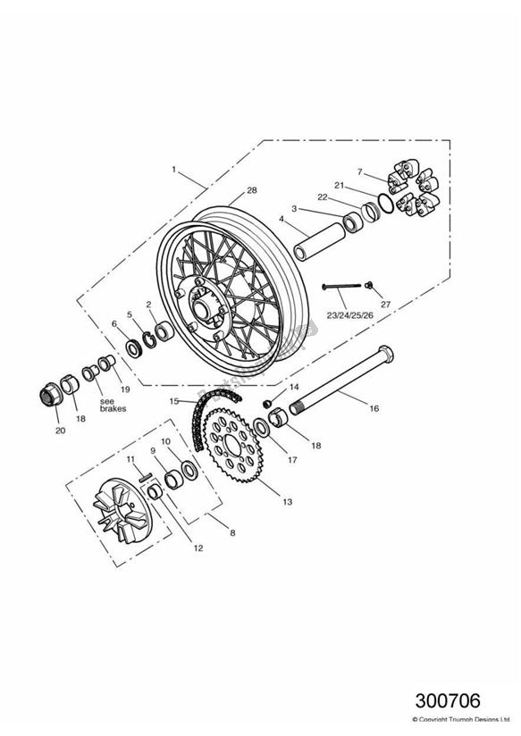 All parts for the Rear Wheel/final Drive of the Triumph Adventurer VIN > 71698 844 1996 - 2004