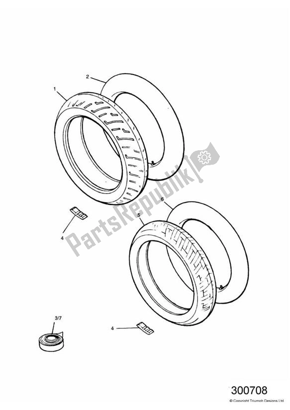 Todas as partes de Tyres/inner Tube do Triumph Adventurer VIN > 71698 844 1996 - 2004