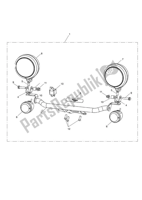 All parts for the Auxillary Lamps Kit of the Triumph America EFI 865 2007 - 2014