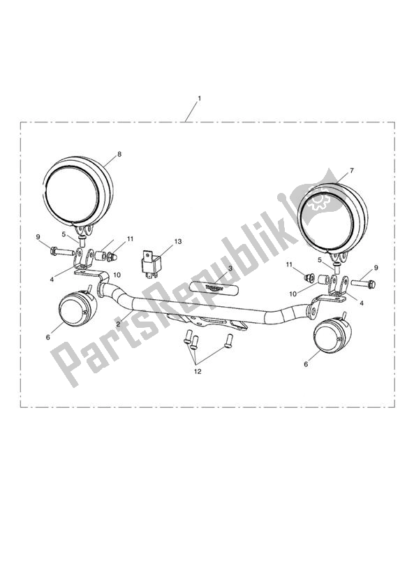 All parts for the Auxillary Lamps Kit of the Triumph America EFI 865 2007 - 2014