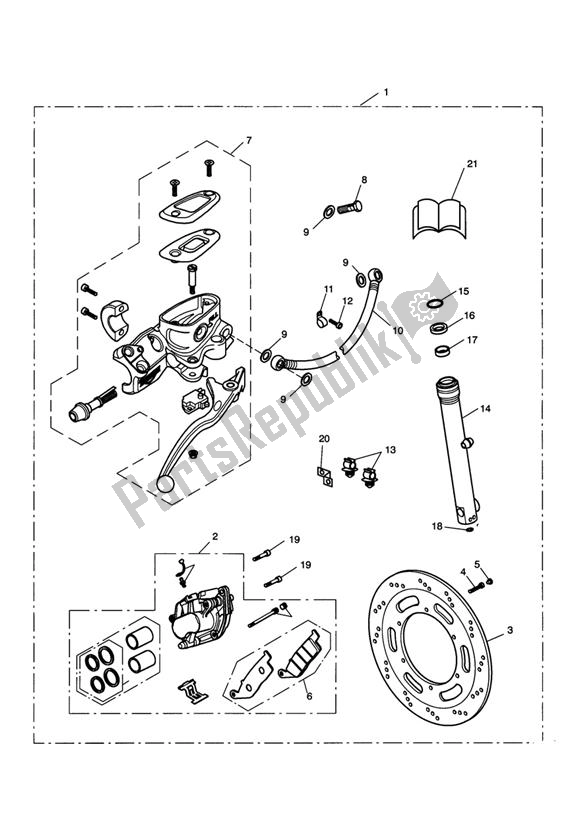 All parts for the Brake Upgrade Kit of the Triumph America EFI 865 2007 - 2014