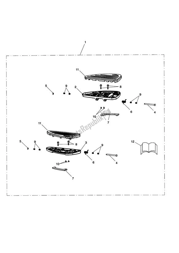 Tutte le parti per il Chrome Line Rider Footboard Kit del Triumph America EFI 865 2007 - 2014