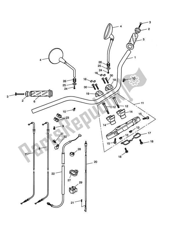 Todas las partes para Handlebars, Top Yoke, Cables & Mirrors > 468389 de Triumph America EFI 865 2007 - 2014