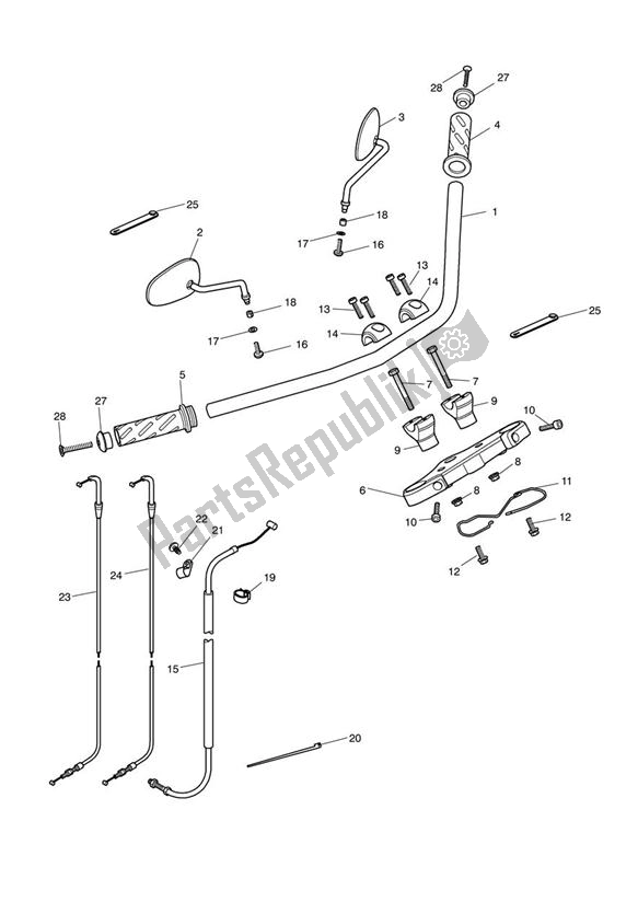 Tutte le parti per il Handlebars, Top Yoke, Cables & Mirrors 468390 > del Triumph America EFI 865 2007 - 2014