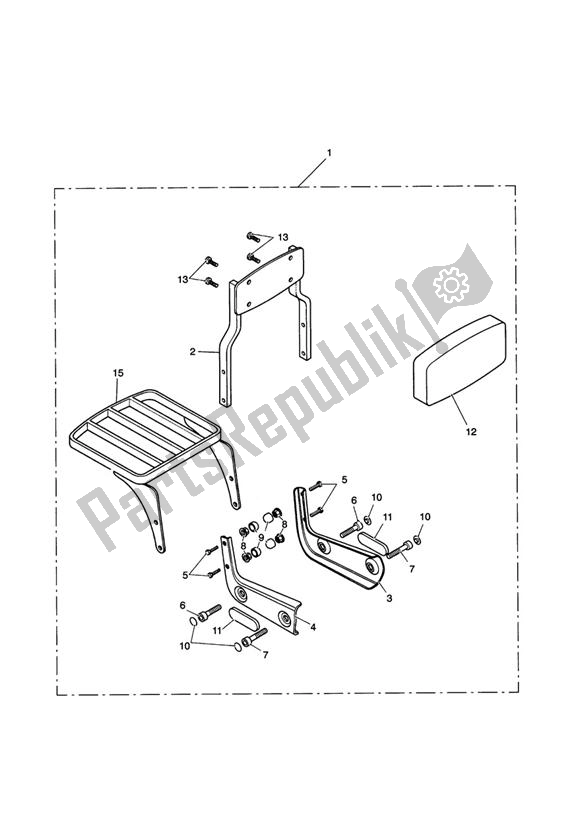 Tutte le parti per il Sissy Bar Std + Luggage Rack Kit del Triumph America EFI 865 2007 - 2014