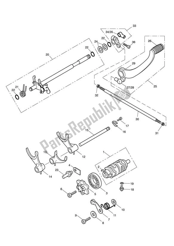 Alle onderdelen voor de Gear Selectors & Pedal > 468389 van de Triumph America EFI 865 2007 - 2014