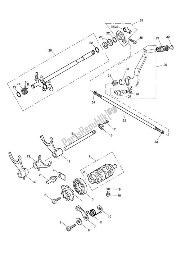 Todas as partes de Gear Selectors & Pedal 468390 > do Triumph America EFI 865 2007 - 2014