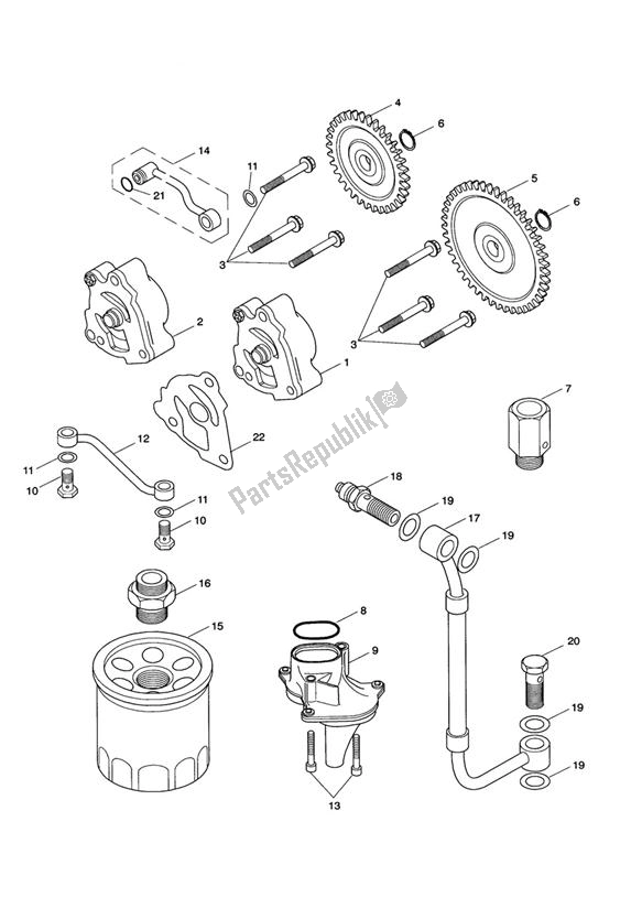 All parts for the Lubrication System of the Triumph America EFI 865 2007 - 2014