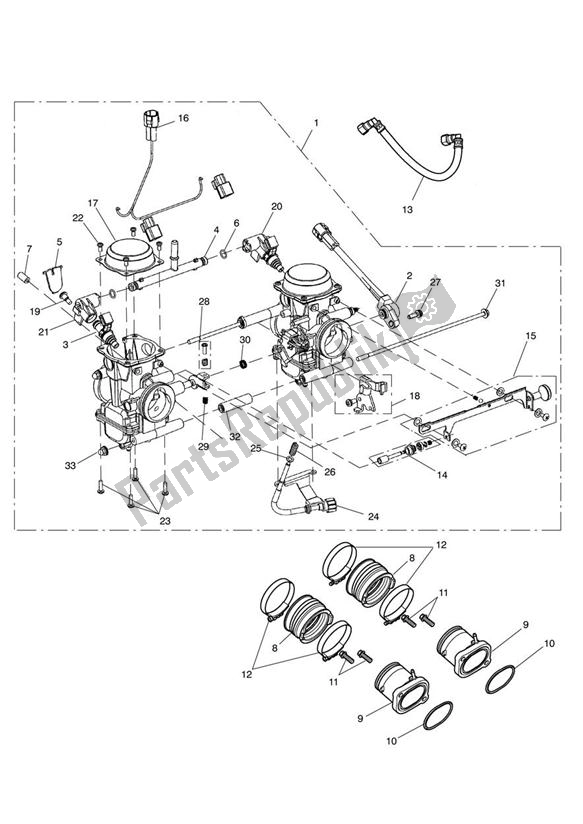 Alle onderdelen voor de Throttle Bodies van de Triumph America EFI 865 2007 - 2014