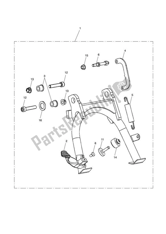 All parts for the Centre Stand Kit of the Triumph Bonneville & T 100 Carburettor 790 2001 - 2006