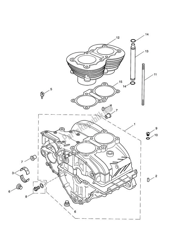 All parts for the Crankcase & Fittings - Bonneville Up To Eng No 221608 (black Engines Only) of the Triumph Bonneville & T 100 Carburettor 790 2001 - 2006