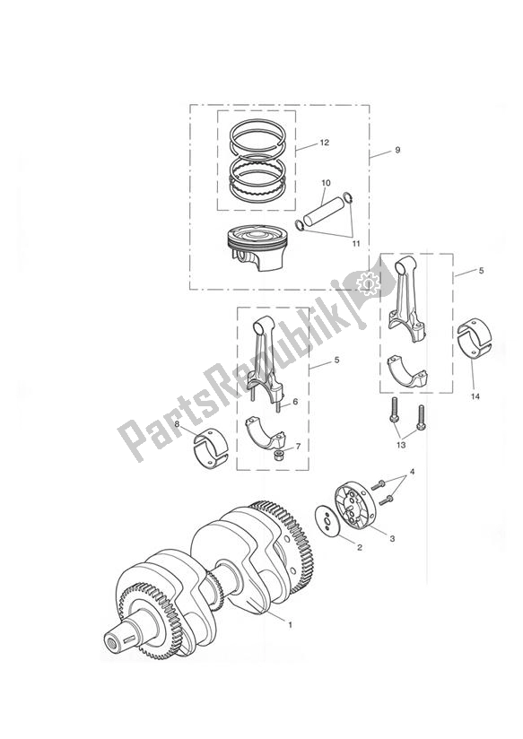 All parts for the Crankshaft/conn Rod And Pistons - Bonneville T100 of the Triumph Bonneville & T 100 Carburettor 790 2001 - 2006