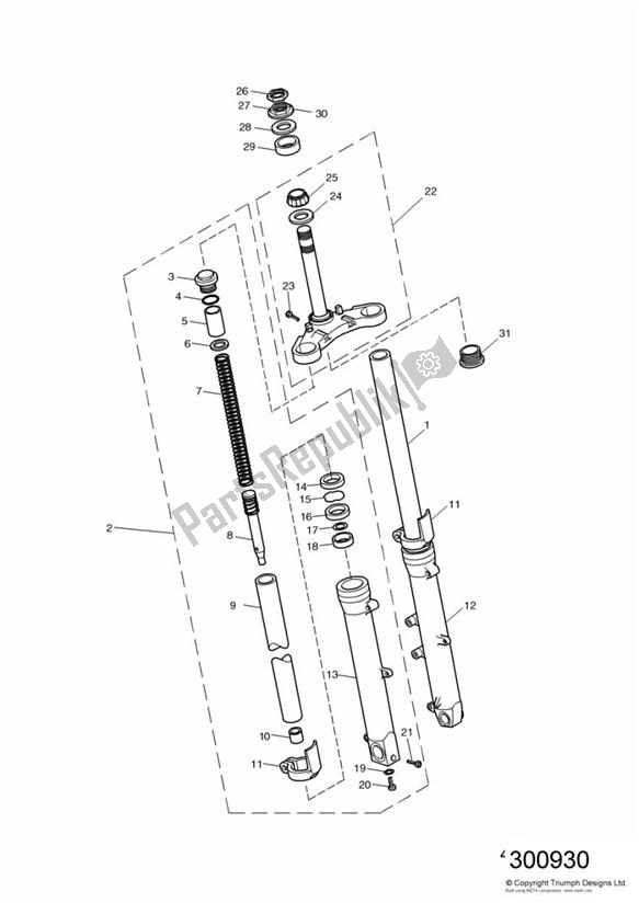 All parts for the Front Forks And Yokes of the Triumph Bonneville & T 100 Carburettor 790 2001 - 2006