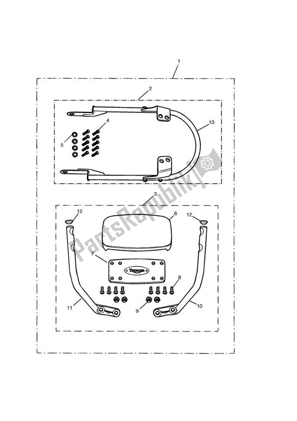 All parts for the Passenger Backrest High Kit of the Triumph Bonneville & T 100 Carburettor 790 2001 - 2006