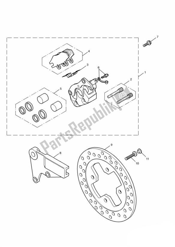 Tutte le parti per il Rear Brake Disc And Caliper del Triumph Bonneville & T 100 Carburettor 790 2001 - 2006