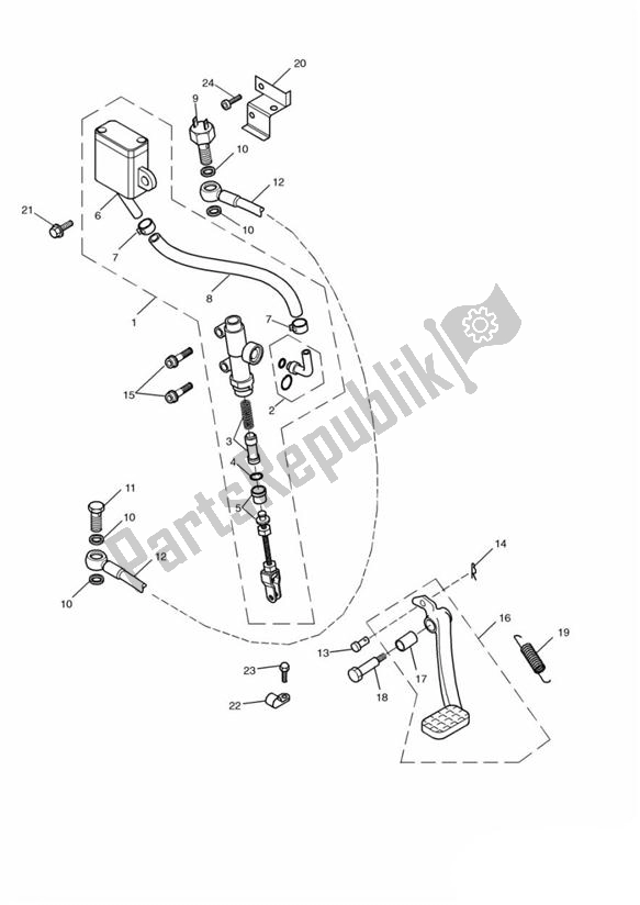 All parts for the Rear Brake Master Cylinder of the Triumph Bonneville & T 100 Carburettor 790 2001 - 2006