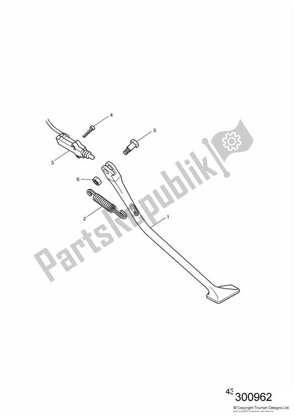 All parts for the Side Stand of the Triumph Bonneville & T 100 Carburettor 790 2001 - 2006