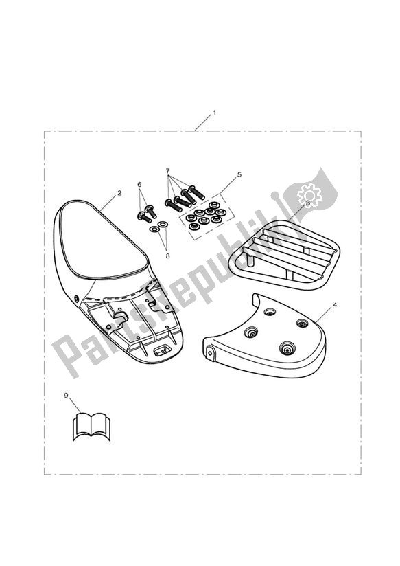 All parts for the Single Seat & Rack Kit, White Piping of the Triumph Bonneville & T 100 Carburettor 790 2001 - 2006