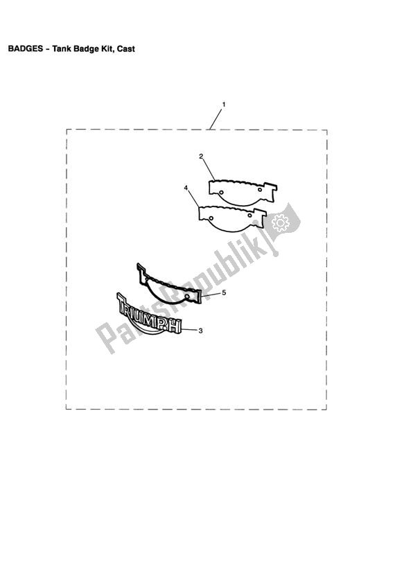 All parts for the Tank Badge Kit, Cast of the Triumph Bonneville & T 100 Carburettor 790 2001 - 2006