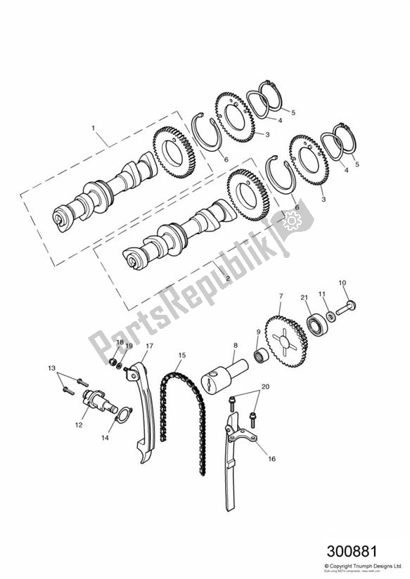 Tutte le parti per il Camshaft And Drive Eng No 186917 > - Bonneville del Triumph Bonneville & T 100 Carburettor 790 2001 - 2006