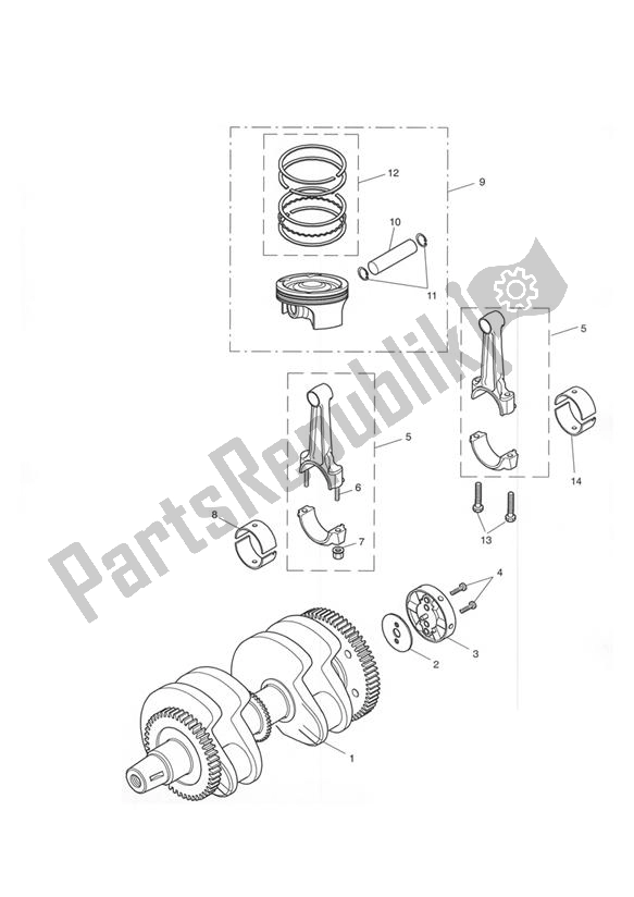 Todas las partes para Crankshaft/conn Rod And Pistons - Bonneville T100 de Triumph Bonneville & T 100 Carburettor 790 2001 - 2006