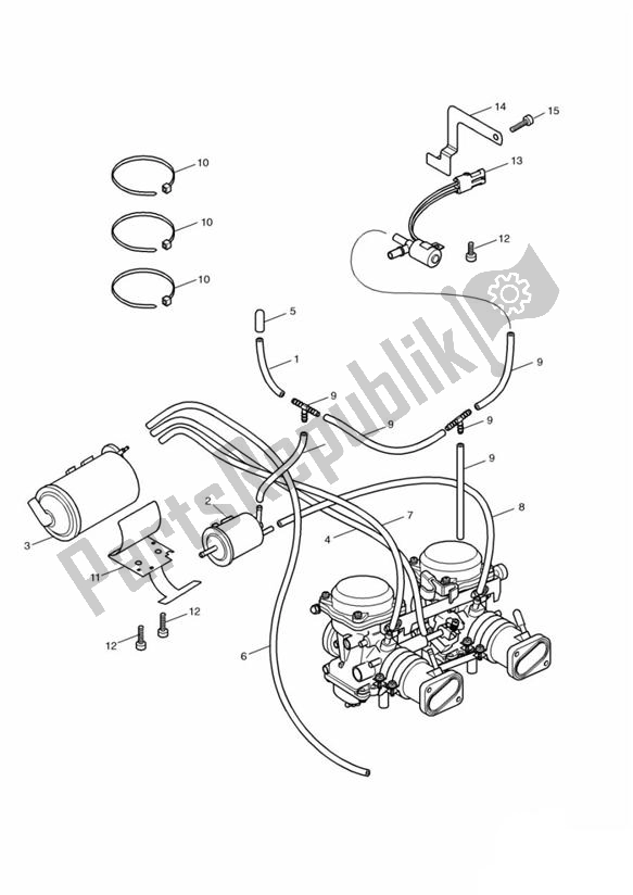All parts for the Evaporative Loss Control System California Only - Bonneville > Eng No 255908 & B of the Triumph Bonneville & T 100 Carburettor 790 2001 - 2006