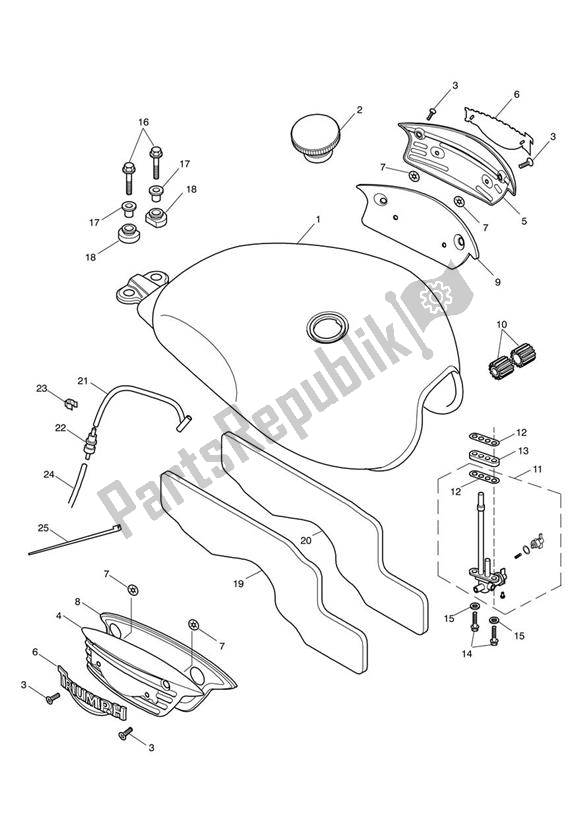 Todas las partes para Fuel Tank & Fittings-bonneville >317246 de Triumph Bonneville & T 100 Carburettor 790 2001 - 2006