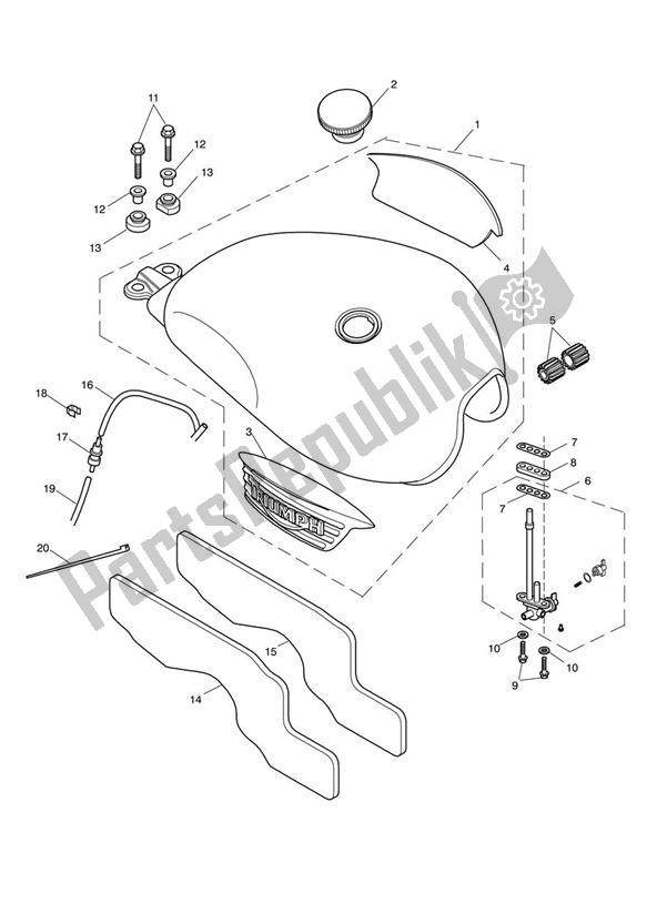 All parts for the Fuel Tank & Fittings-bonneville 317247> of the Triumph Bonneville & T 100 Carburettor 790 2001 - 2006