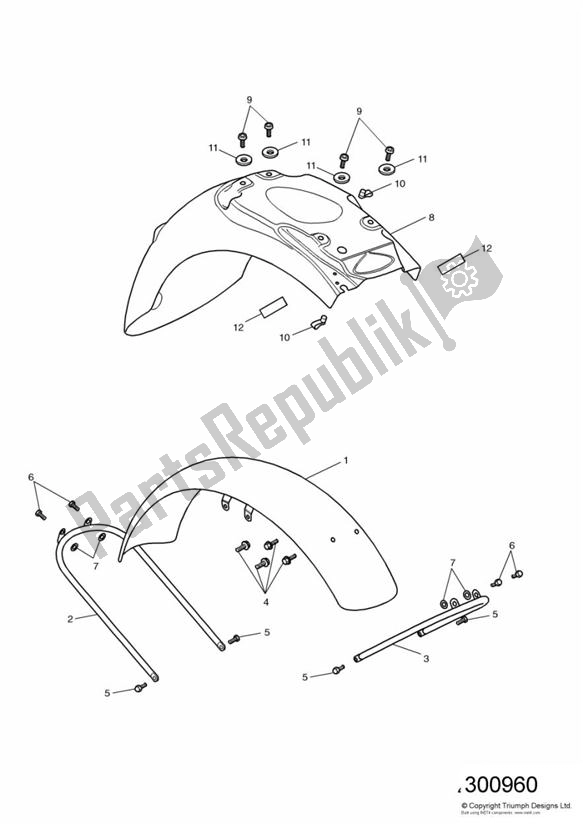 Tutte le parti per il Mudguards- >284652-f2 Black; >284690-f2 Silver; >284984-f2 All Other Col. & >279 del Triumph Bonneville & T 100 Carburettor 790 2001 - 2006