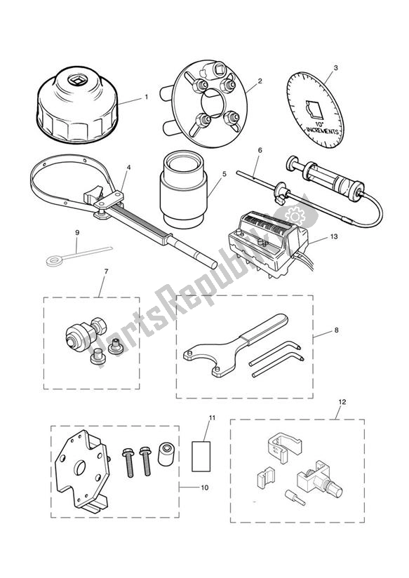 All parts for the Service Tools of the Triumph Bonneville & T 100 Carburettor 790 2001 - 2006