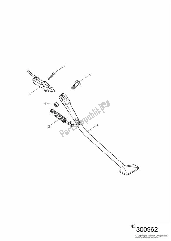 All parts for the Side Stand of the Triumph Bonneville & T 100 Carburettor 790 2001 - 2006