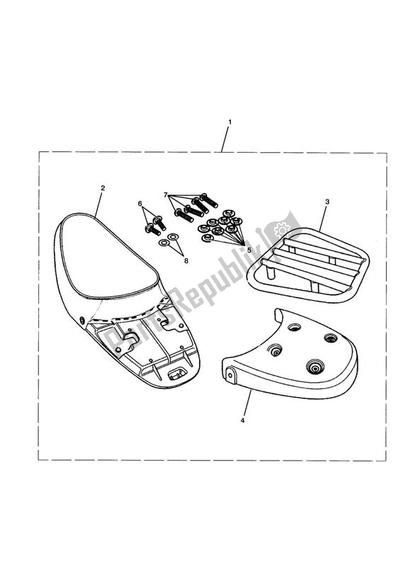 All parts for the Single Seat & Rack Kit of the Triumph Bonneville & T 100 Carburettor 790 2001 - 2006