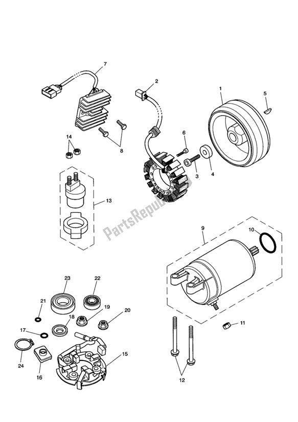 All parts for the Starter & Alternator of the Triumph Bonneville & T 100 Carburettor 790 2001 - 2006