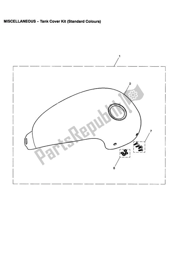 All parts for the Tank Cover Kit of the Triumph Bonneville & T 100 Carburettor 790 2001 - 2006