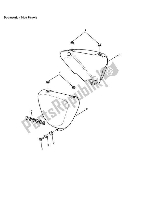 Todas las partes para Bodywork, Side Panels - Bonneville de Triumph Bonneville & T 100 EFI 865 2007 - 2010