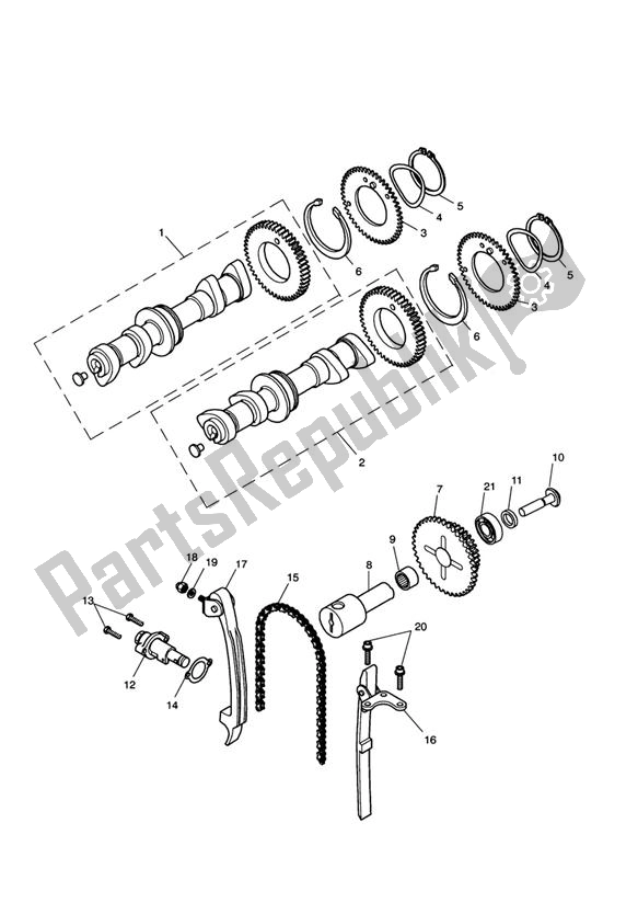 Toutes les pièces pour le Arbre à Cames Et Entraînement D'arbre à Cames du Triumph Bonneville & T 100 EFI 865 2007 - 2010