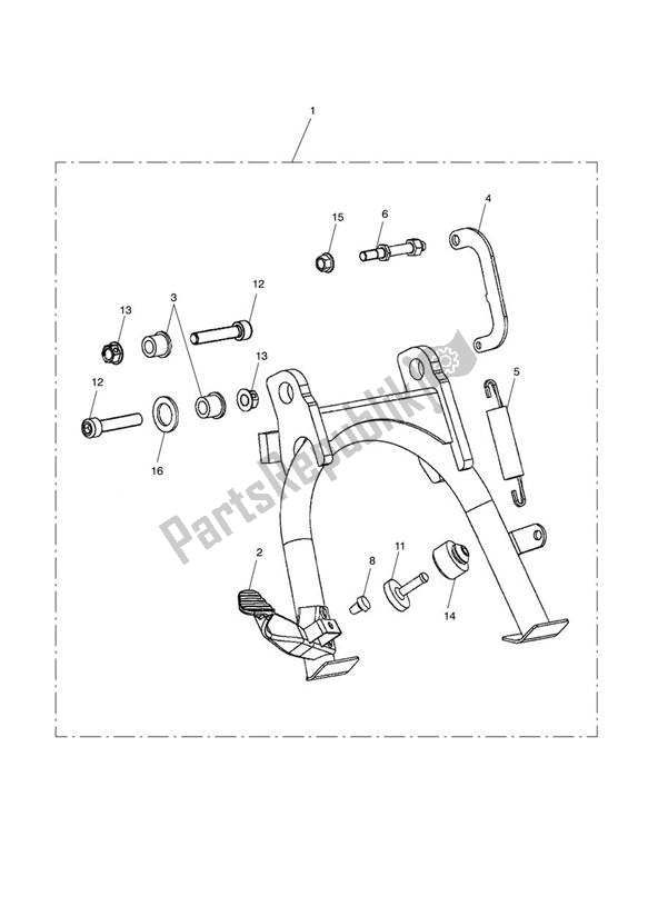 Alle onderdelen voor de Centre Stand Kit van de Triumph Bonneville & T 100 EFI 865 2007 - 2010