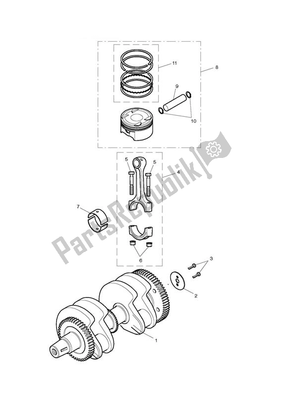 Todas las partes para Crankshaft, Connecting Rods & Pistons de Triumph Bonneville & T 100 EFI 865 2007 - 2010