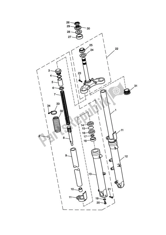 Toutes les pièces pour le Front Forks & Lower Yoke du Triumph Bonneville & T 100 EFI 865 2007 - 2010